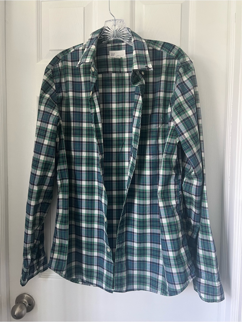 GAP Green & Navy Plaid Button-Front Shirt Jacket - Picture 2 of 6